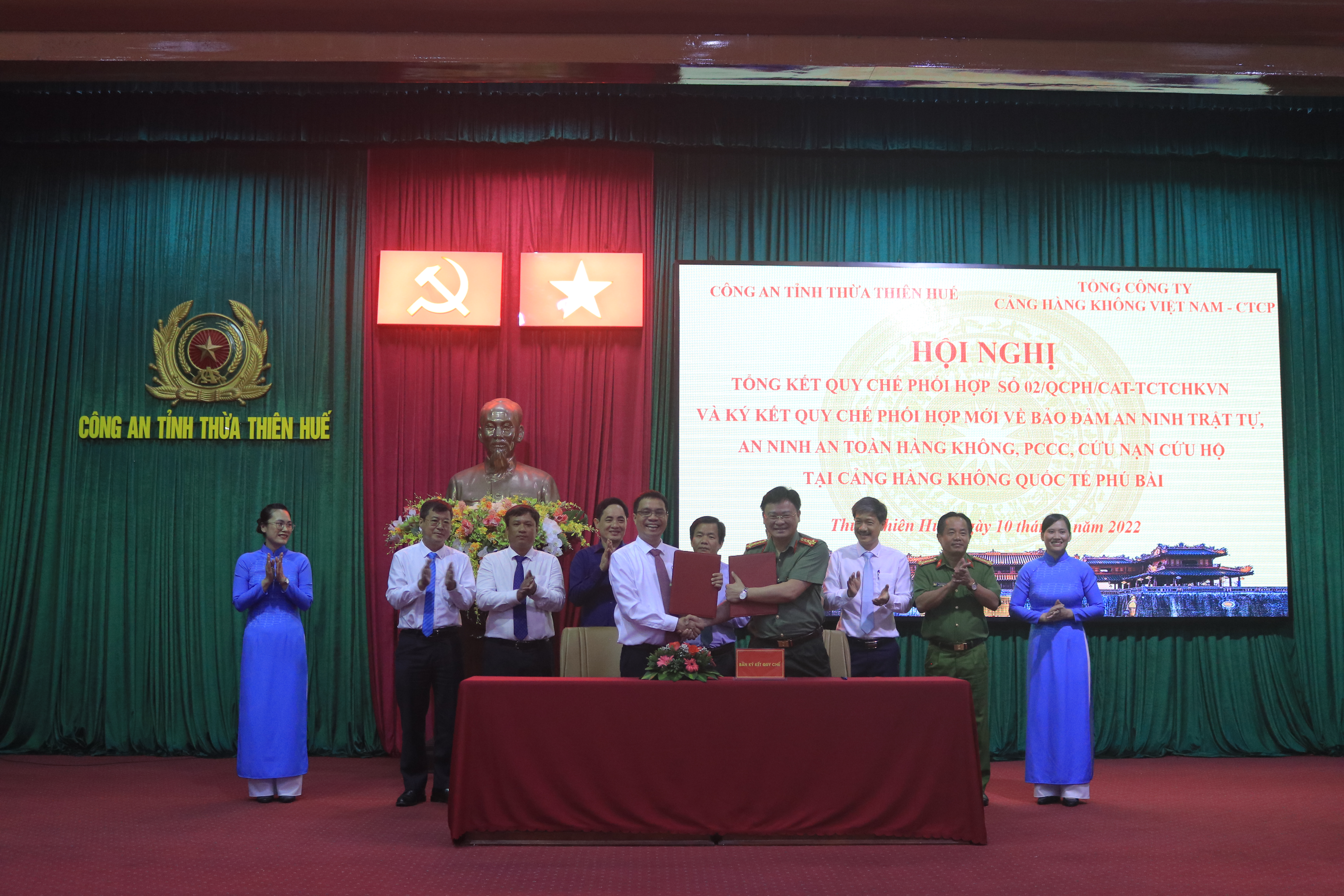 ACV và Công an tỉnh Thừa Thiên Huế ký kết Quy chế phối hợp về đảm bảo an ninh trật tự, an toàn hàng không, phòng cháy chữa cháy, cứu nạn cứu hộ tại  Cảng hàng không quốc tế Phú Bài